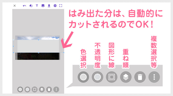 はみ出た部分は、自動的にカットされるのでOK!